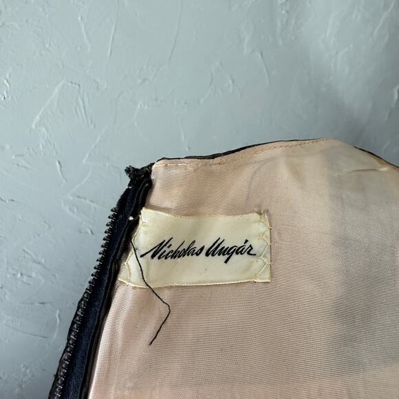 Vintage 50's 60s Nicholas Ungar Dress Acetate Floral Party Formal Evening YY25 - Picture 7 of 8